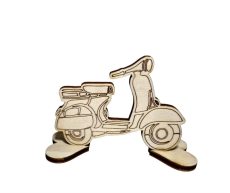 VESPA IN LEGNO NATURALE CON PIEDINO O CALAMITA