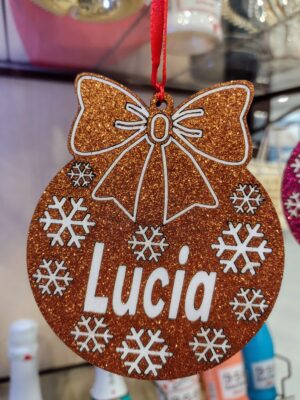 3 PALLINE DI NATALE IN LEGNO CON BRILLANTINI