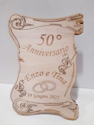 Targa pergamena in legno personalizzata